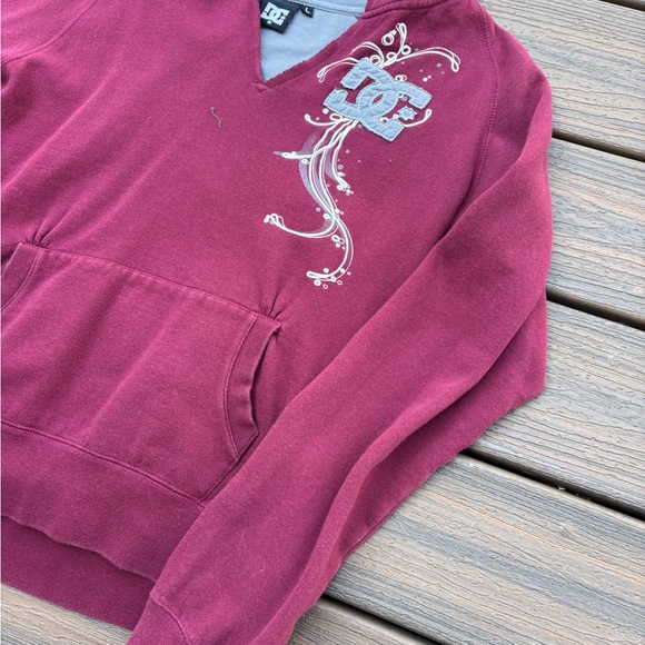 Vintage Y2K DC Shoes Hoodie Sweatshirt Maroon Women’s L - Picture 4 of 11